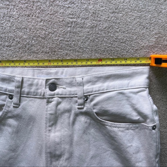 High Waist Uniqlo Regular Fit Tapered Jeans Kaihara Denim Off White - Picture 4 of 5